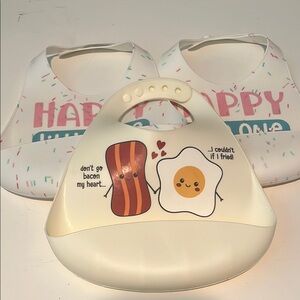 Cute Egg and Bacon Baby Bib 3PC